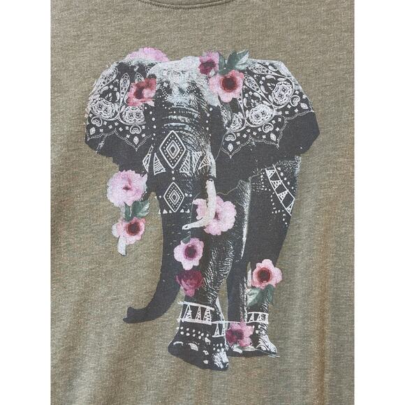 Cold Crush Elephant Graphic Sweatshirt M Floral Boho Pullover Women - Picture 2 of 7